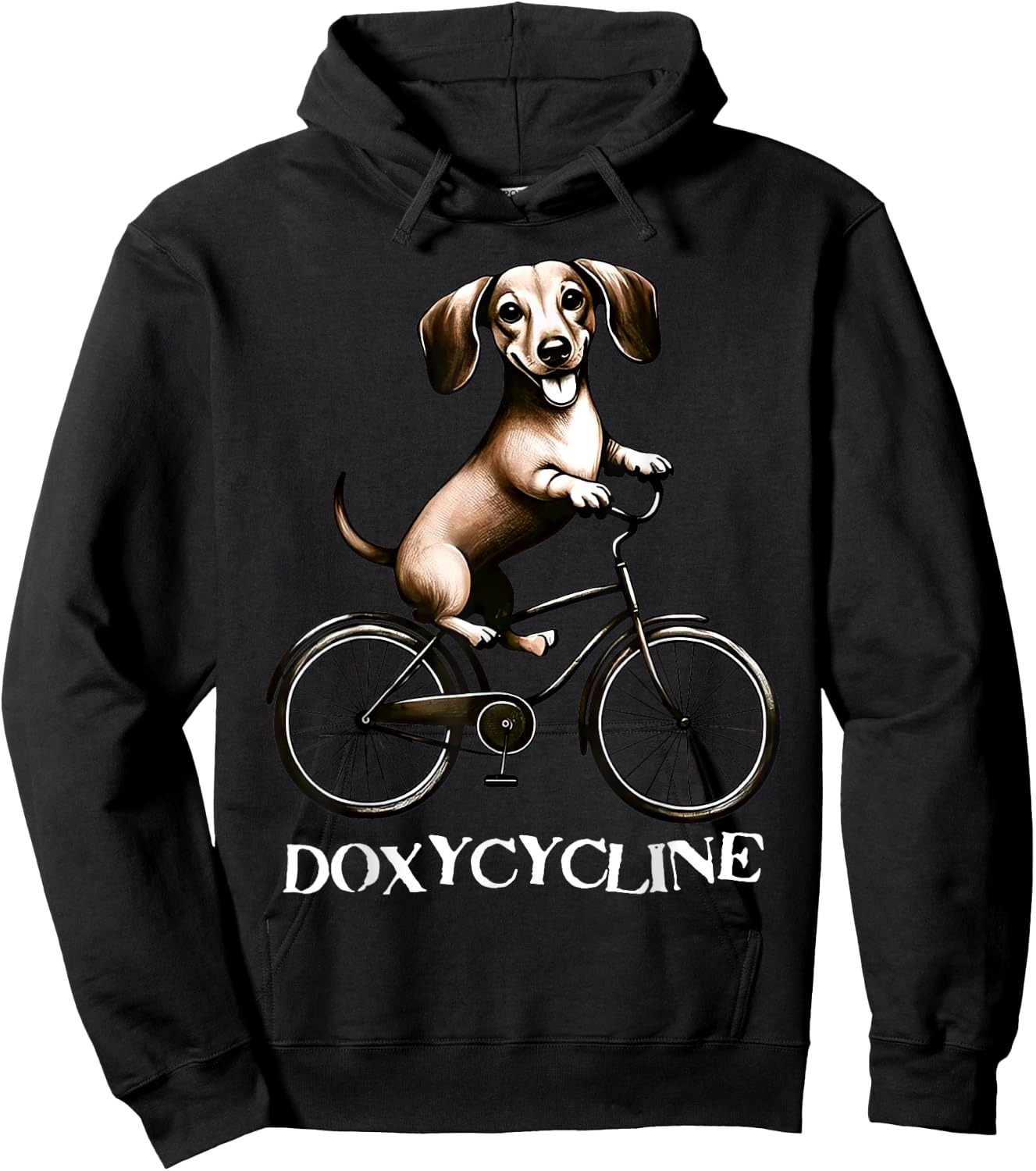 Doxycycline Pharmacy Pun Dachshund On Bicycle Veterinary Hoodie - Hoodie | Black