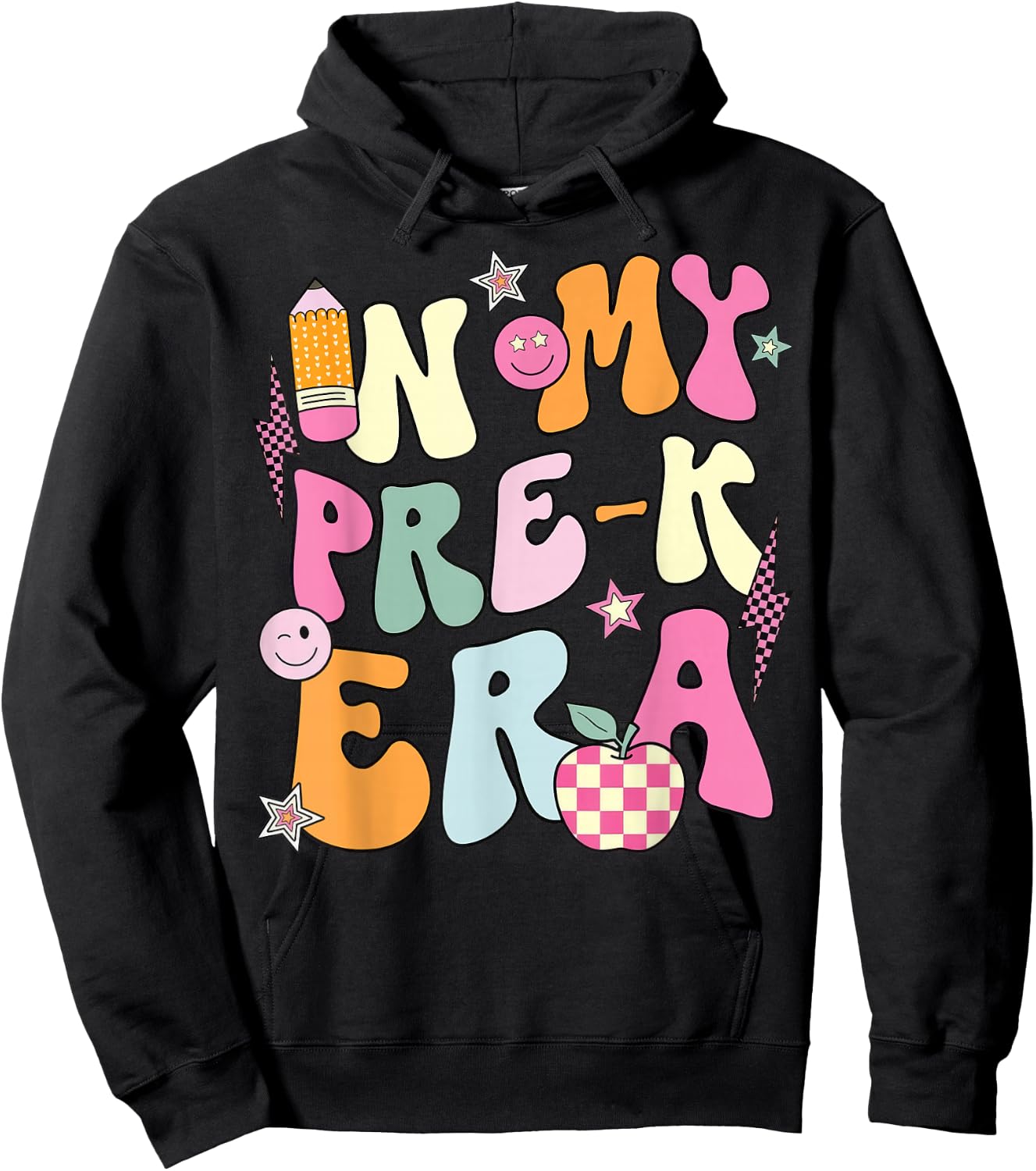 In My Pre K Era Retro Teacher Back To School Hoodie - Hoodie | Black