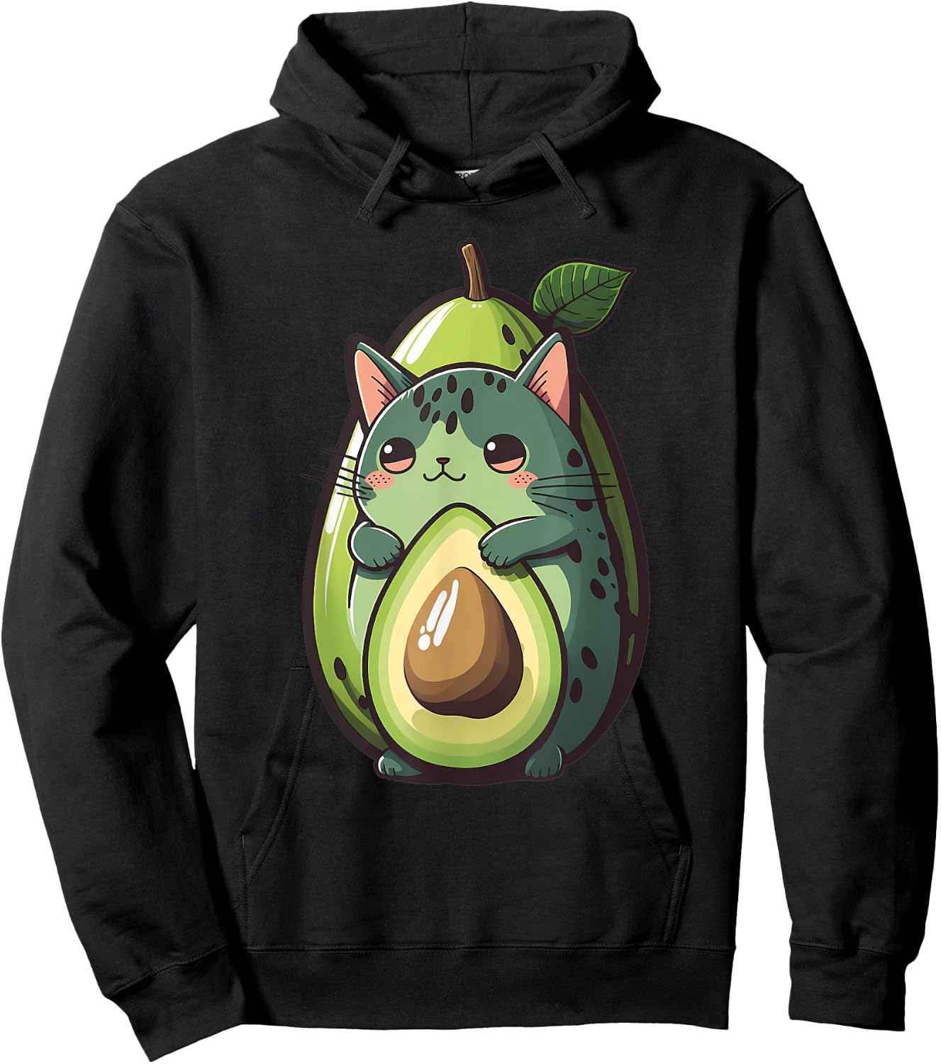 Anime Avocato Funny Cat Avocado Lover Avogato Vegans Kawaii Hoodie - Hoodie | Black