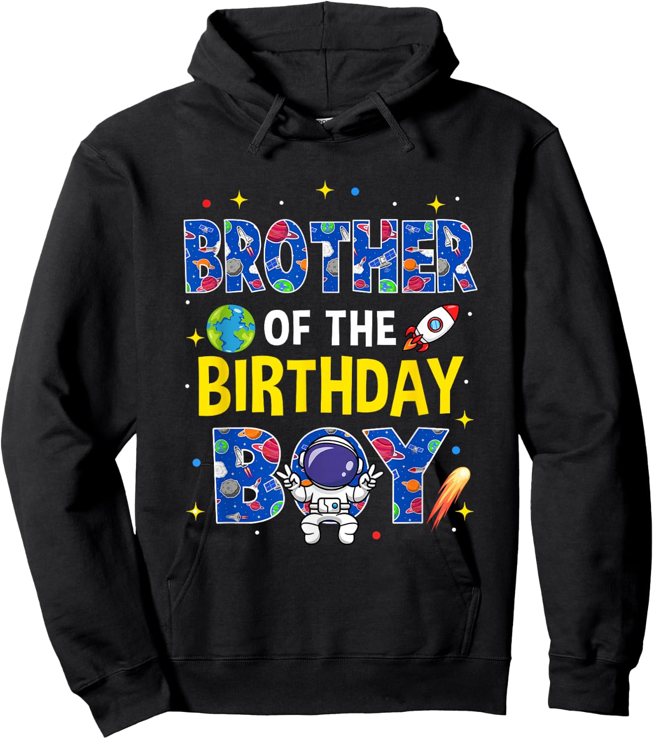 Brother of The Birthday Boy Space Astronaut Family Birthday Hoodie - Hoodie | Black