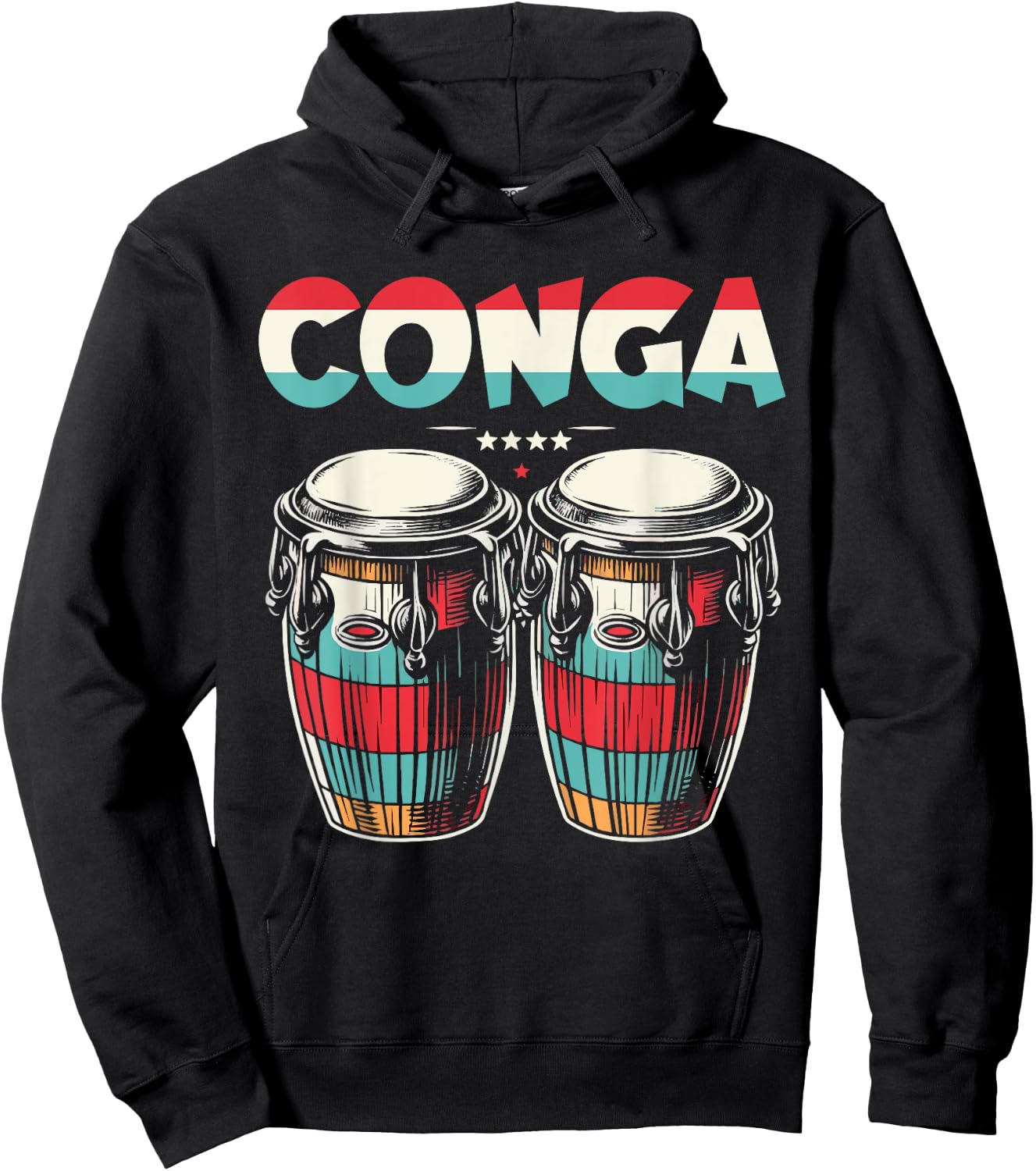 Conga Retro Style Colorful Conga Drums Hoodie - Hoodie | Black