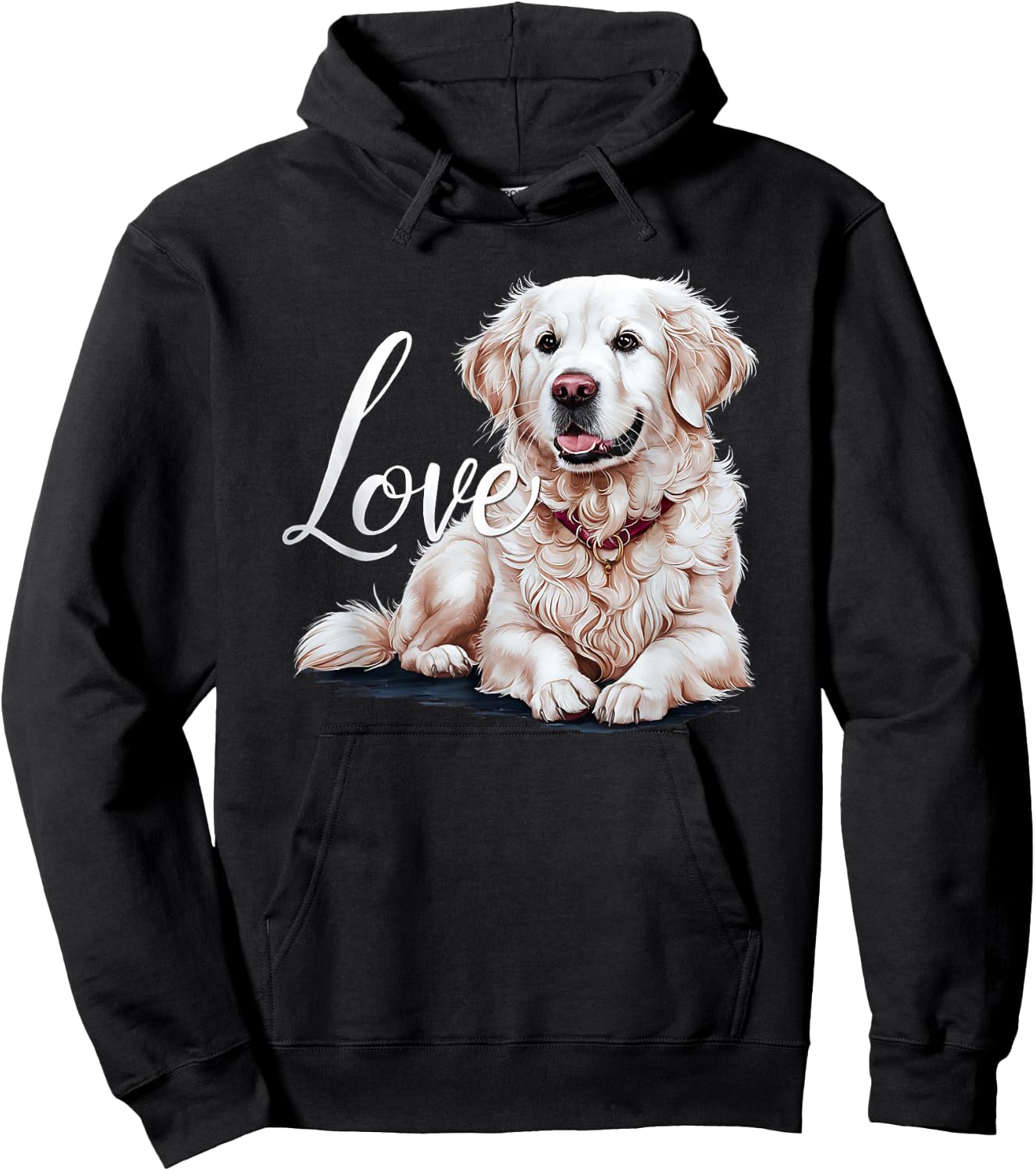 Love White English Cream Golden Retriever Mom Dad Dog Puppy Men Women Girls Kids Hoodie - Hoodie | Black