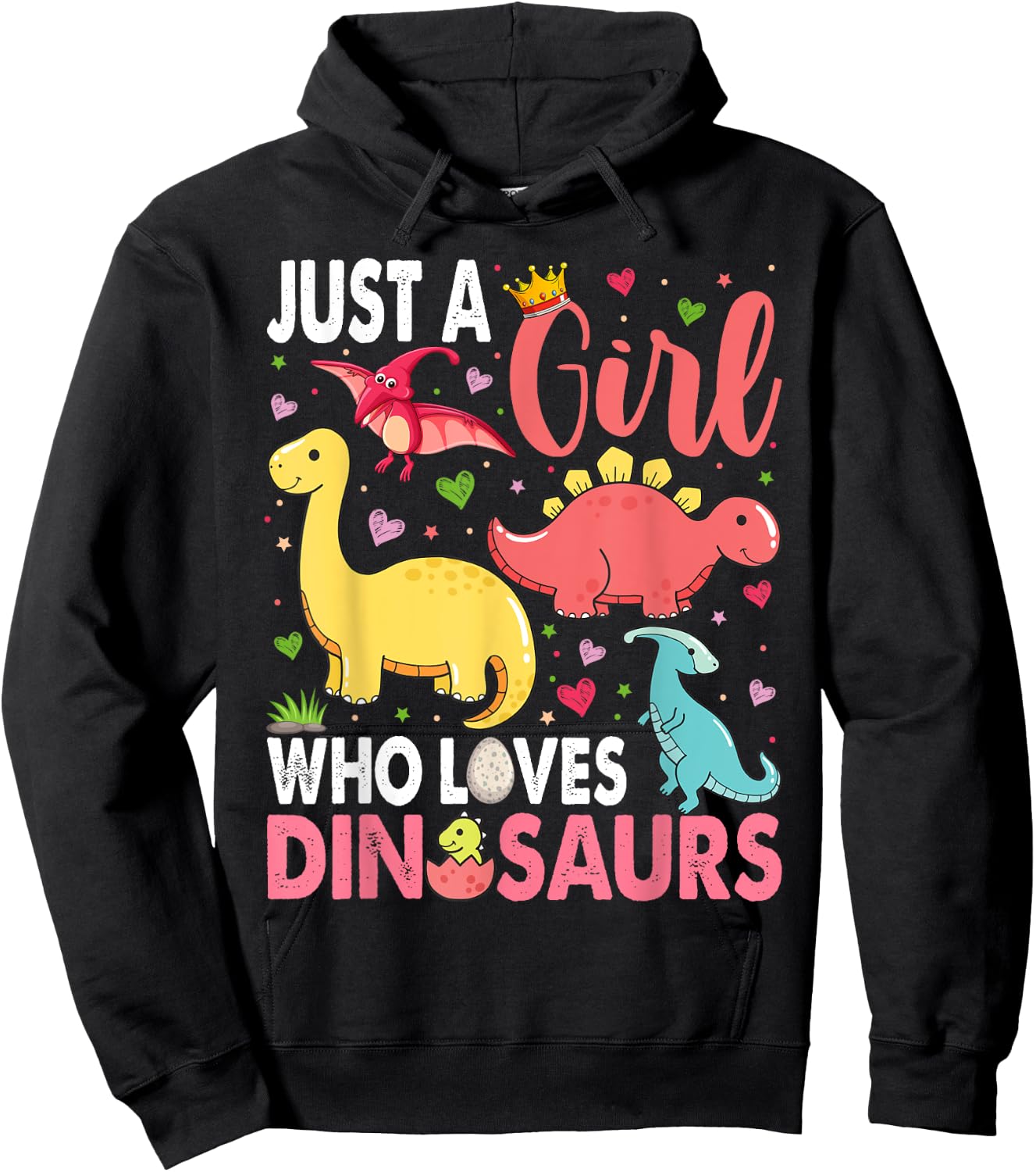 Just a Girl Who Loves Dinosaurs Kid Teen Toddlers Women Dino Hoodie - Hoodie | Black