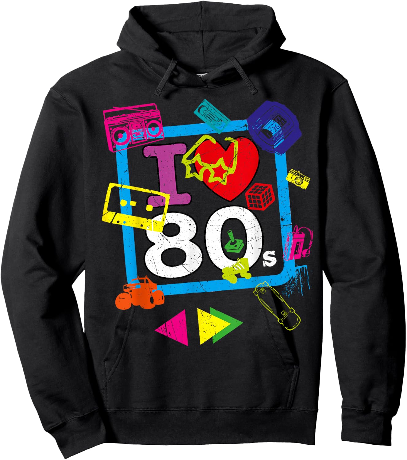 Throwback Outfit | 80s Flashback | Throwback Costume 90s Hoodie - Hoodie | Black