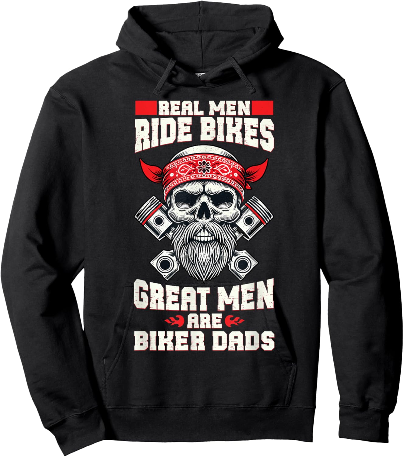 Great Men Are Biker Dads Motorcycle Lover Father's Day Hoodie - Hoodie | Black