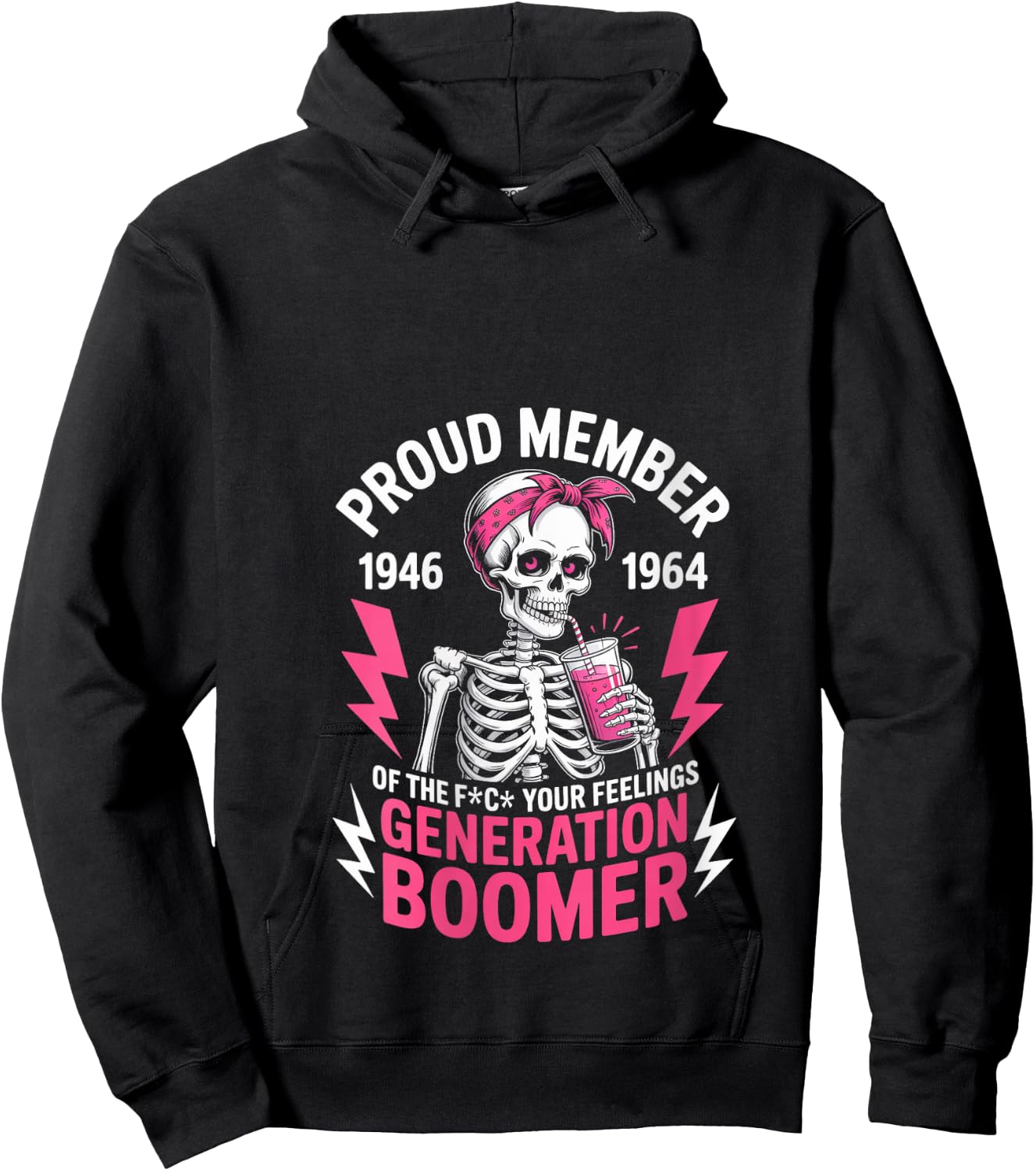 Proud Member Of Baby Boomer Humor Boomer Funny Boomer V-Neck Hoodie - Hoodie | Black