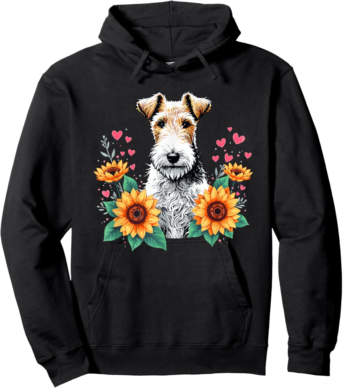 Sunflowers Wire Fox Terrier Hoodie - Hoodie | Black