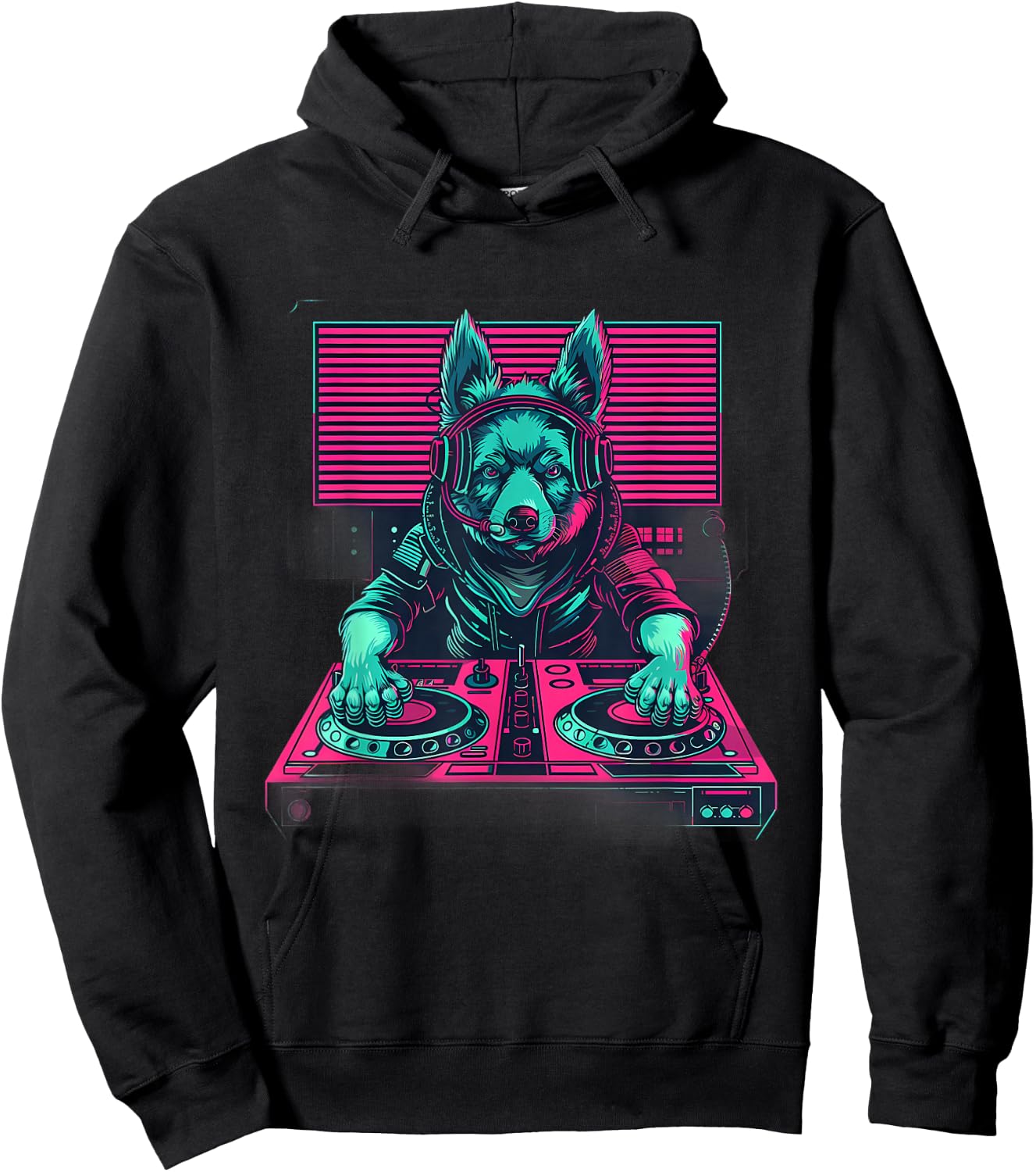 Dog Music DJ Techno Turntable DJ Dog Artwork EDM Beatmaker Hoodie - Hoodie | Black