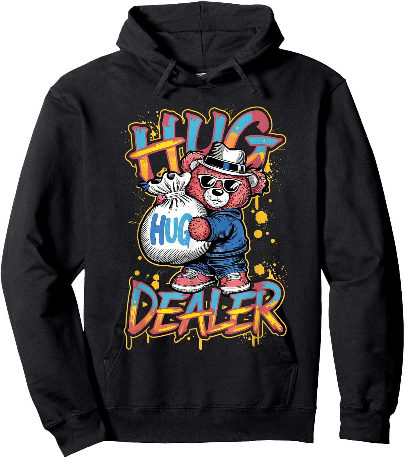 Cool Gangster Teddy Bear as Hug Dealer for Smile & Fun Hoodie - Hoodie | Black