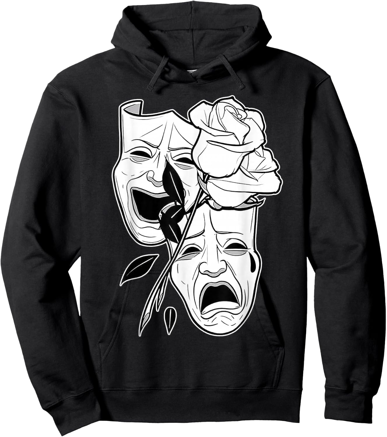 Laugh Now Cry Later Rose Blackwork Minimal Chicano Flash Hoodie - Hoodie | Black