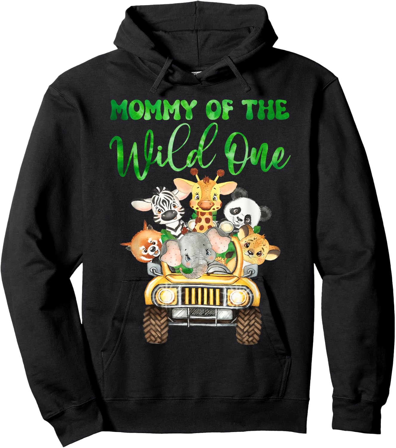 Mommy Of The Wild One Birthday 1st Safari Jungle Family Hoodie - Hoodie | Black