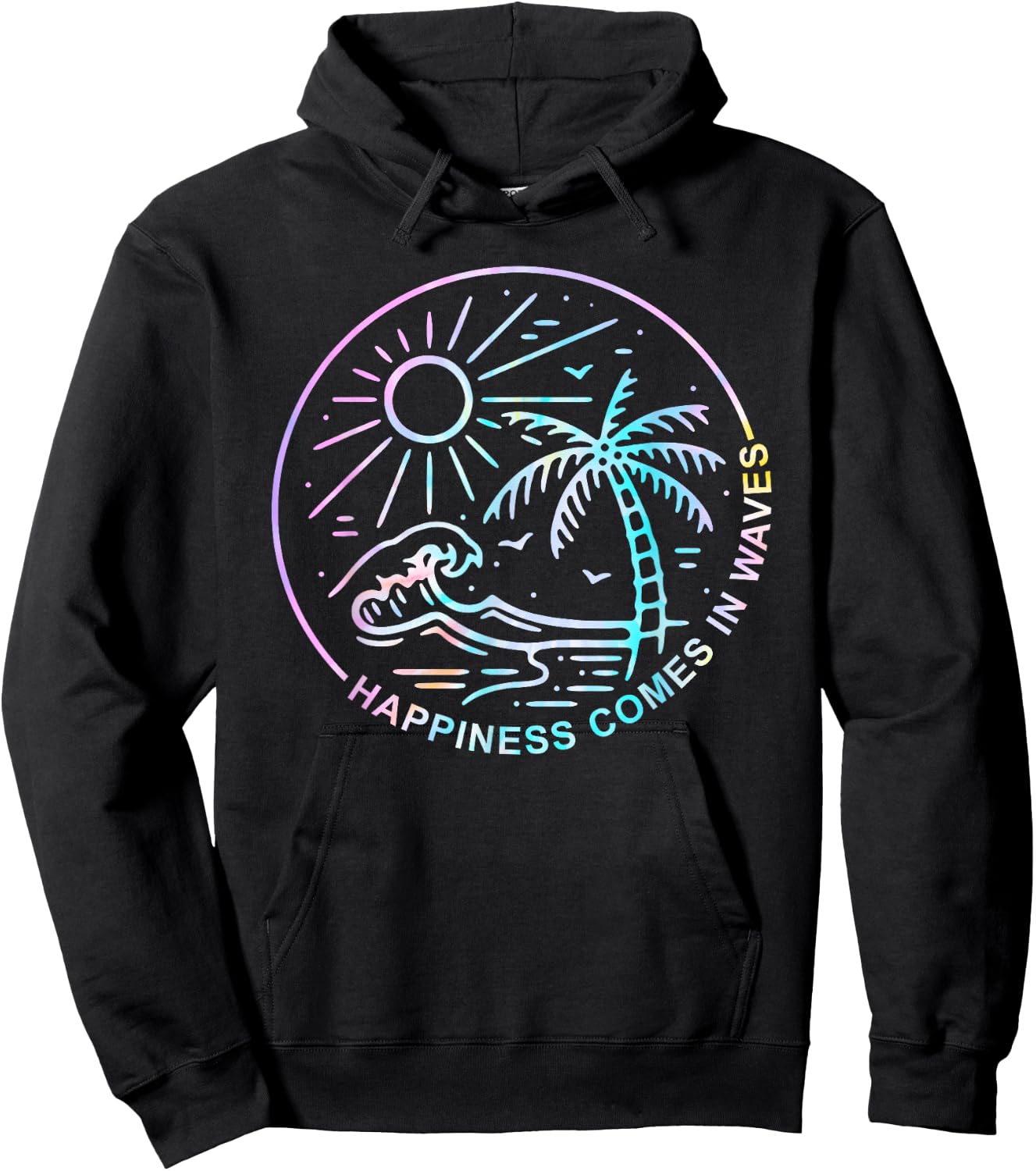 Happiness Comes In Tie Dye Waves Summer Matching Vacation Men Women Hoodie - Hoodie | Black