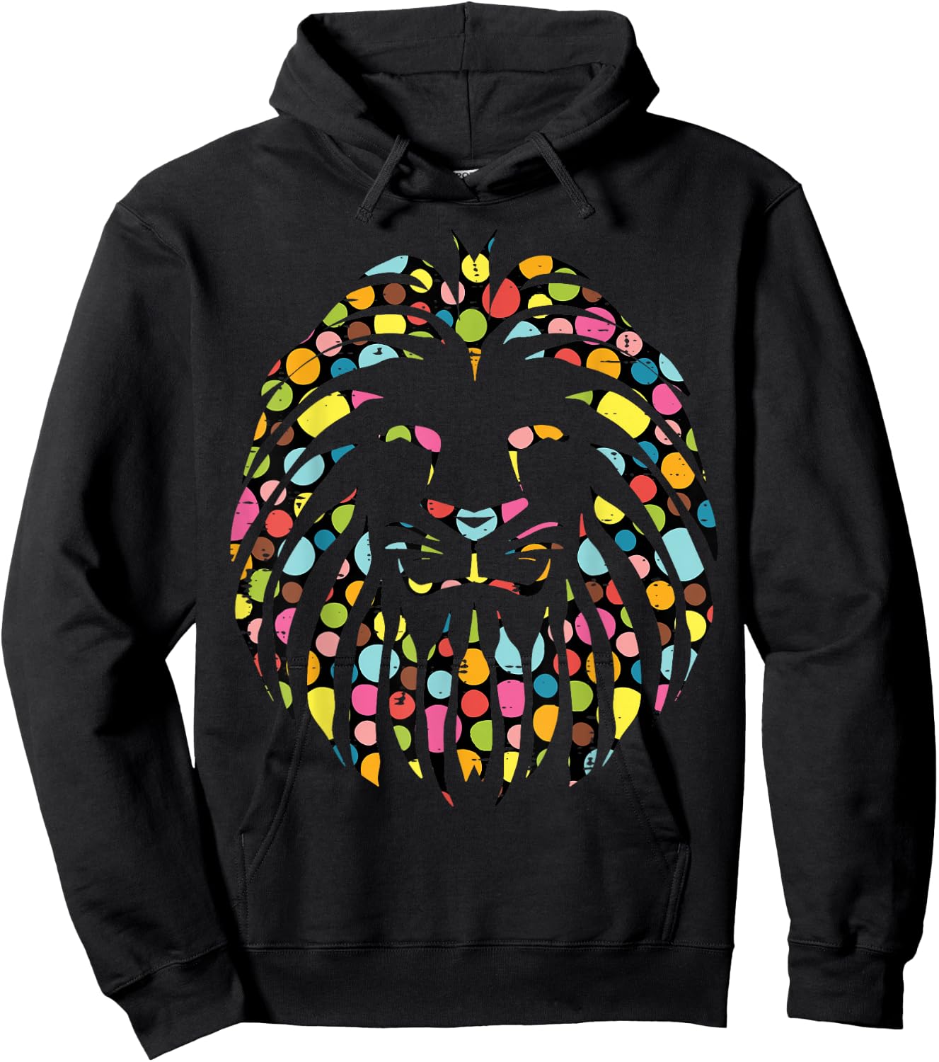 Dot Art Lion Face Polka Dots Men Women Kids Hoodie - Hoodie | Black