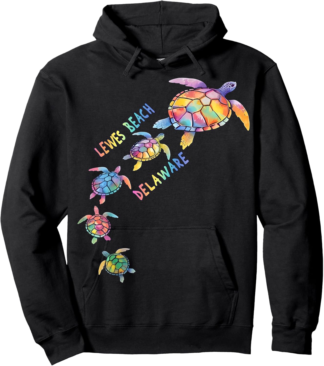 Lewes Beach Delaware Sea Turtle Lover Beach Hoodie - Hoodie | Black
