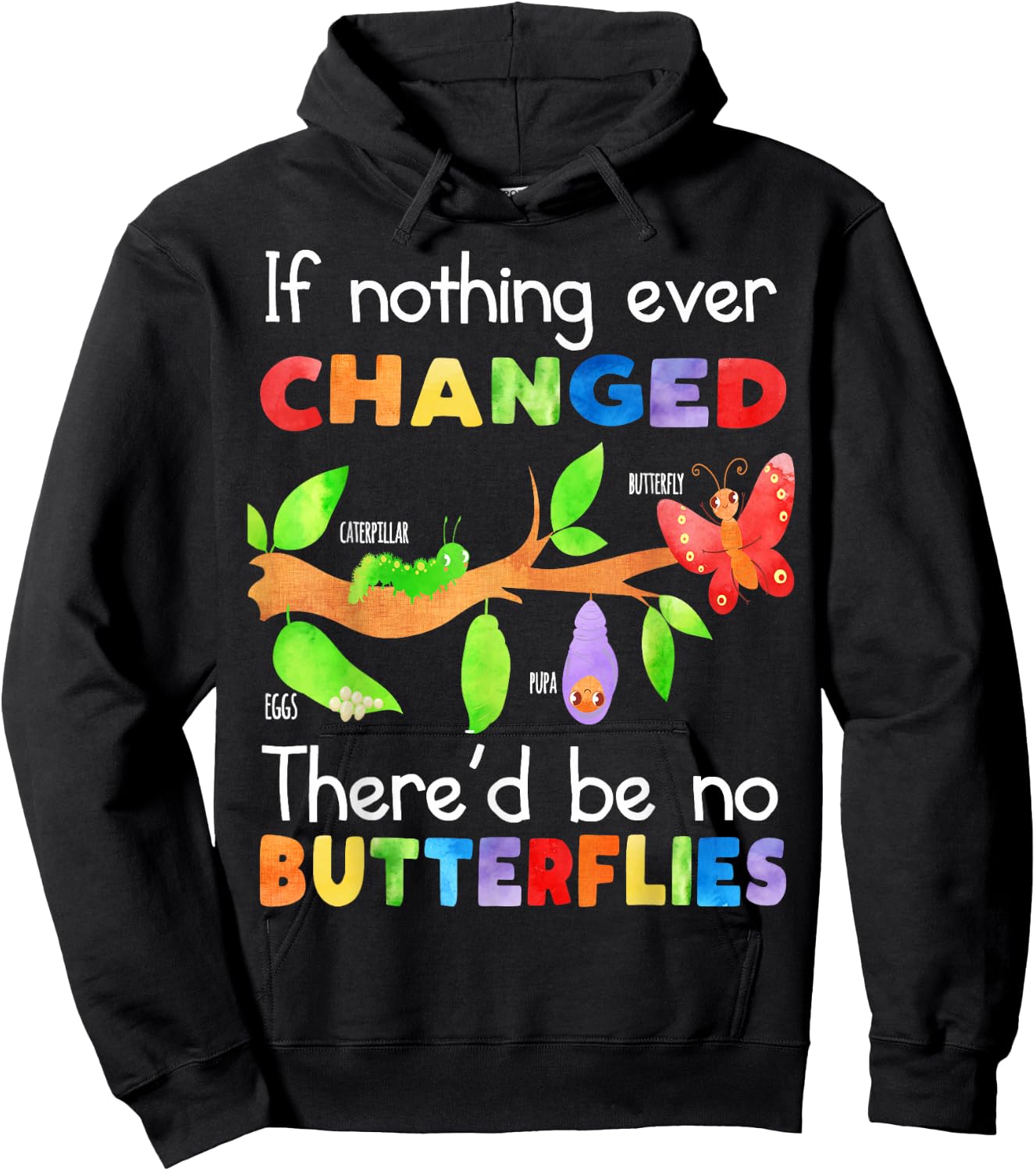 If Nothing Ever Changed There'd Be No Butterflies Teacher Women Kids Hoodie - Hoodie | Black
