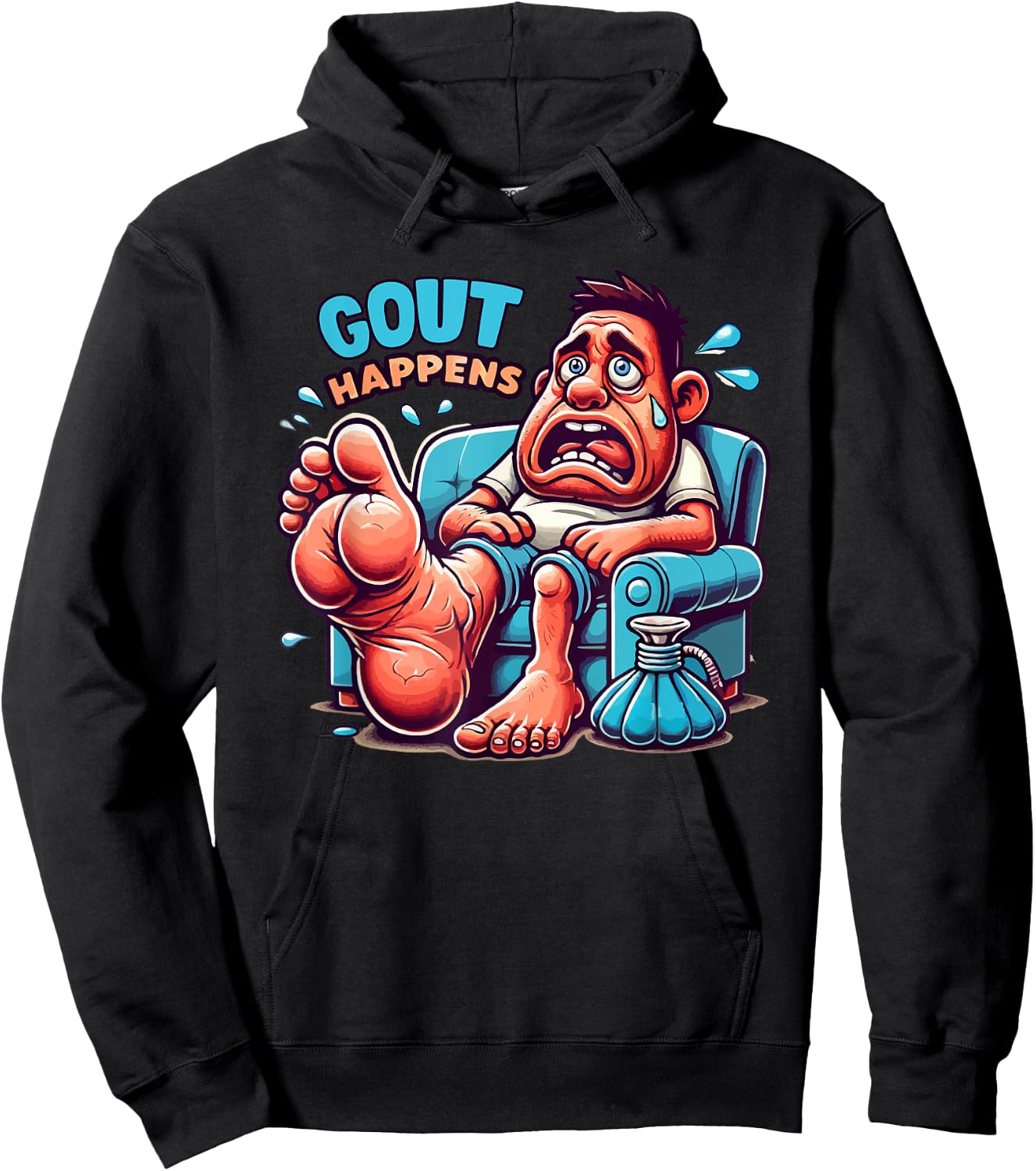 Gout Happens Funny and Hilarious Silly Pain Swelling Hoodie - Hoodie | Black