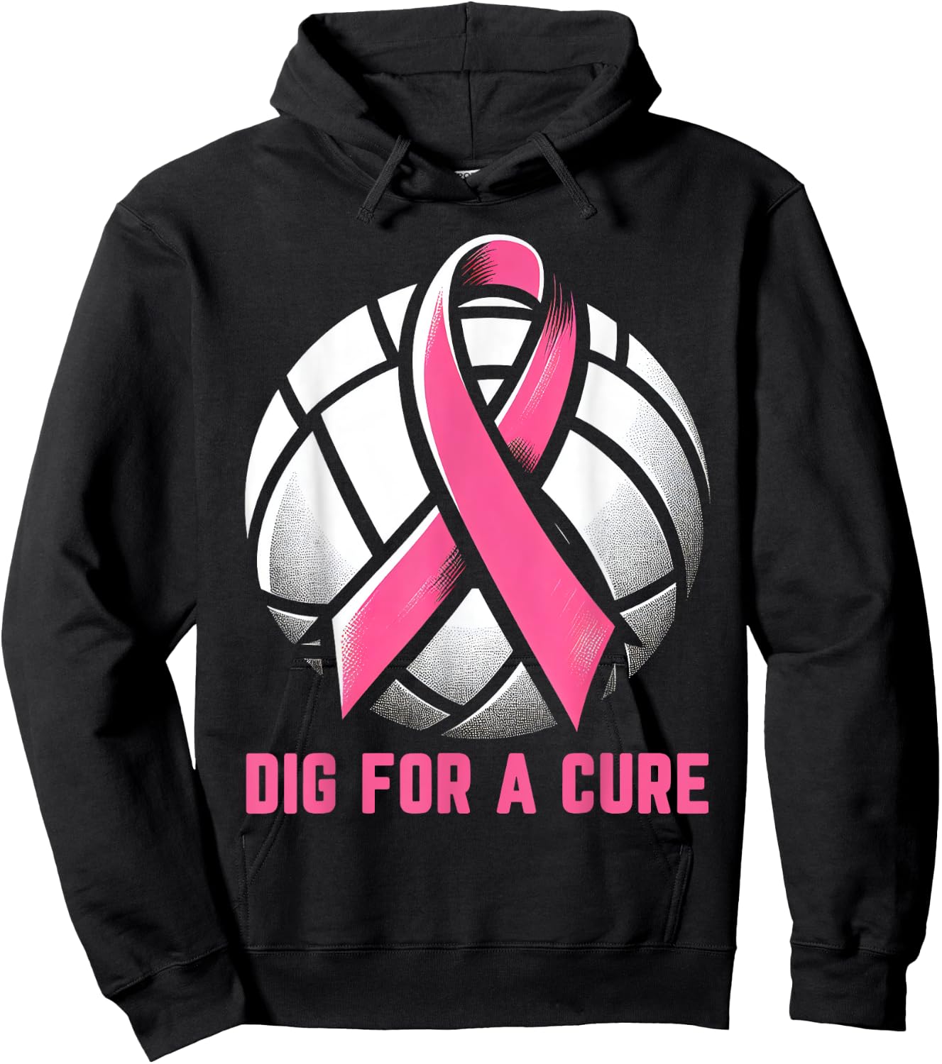 Dig For A Cure Breast Cancer Awareness Volleyball Pink Out Hoodie - Hoodie | Black