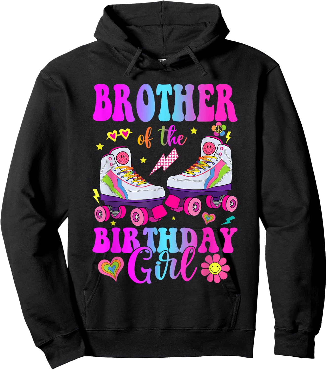 Let's Roll Brother of the Birthday girl Roller Skate Hoodie - Hoodie | Black