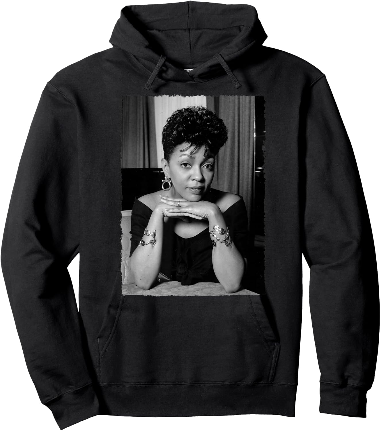 Anita Baker Black And White Portrait By Stephen Wright Hoodie - Hoodie | Black