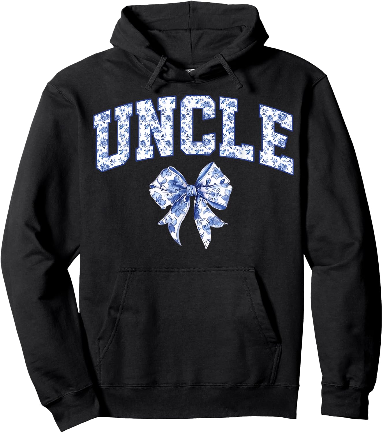 Uncle Coquette Toile Blue Bow Floral Family Matching Hoodie - Hoodie | Black
