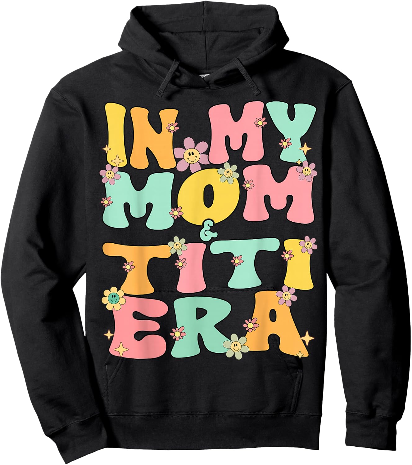 In My Mom And Titi Era Groovy Mom And Titi Grandma Christmas Hoodie - Hoodie | Black