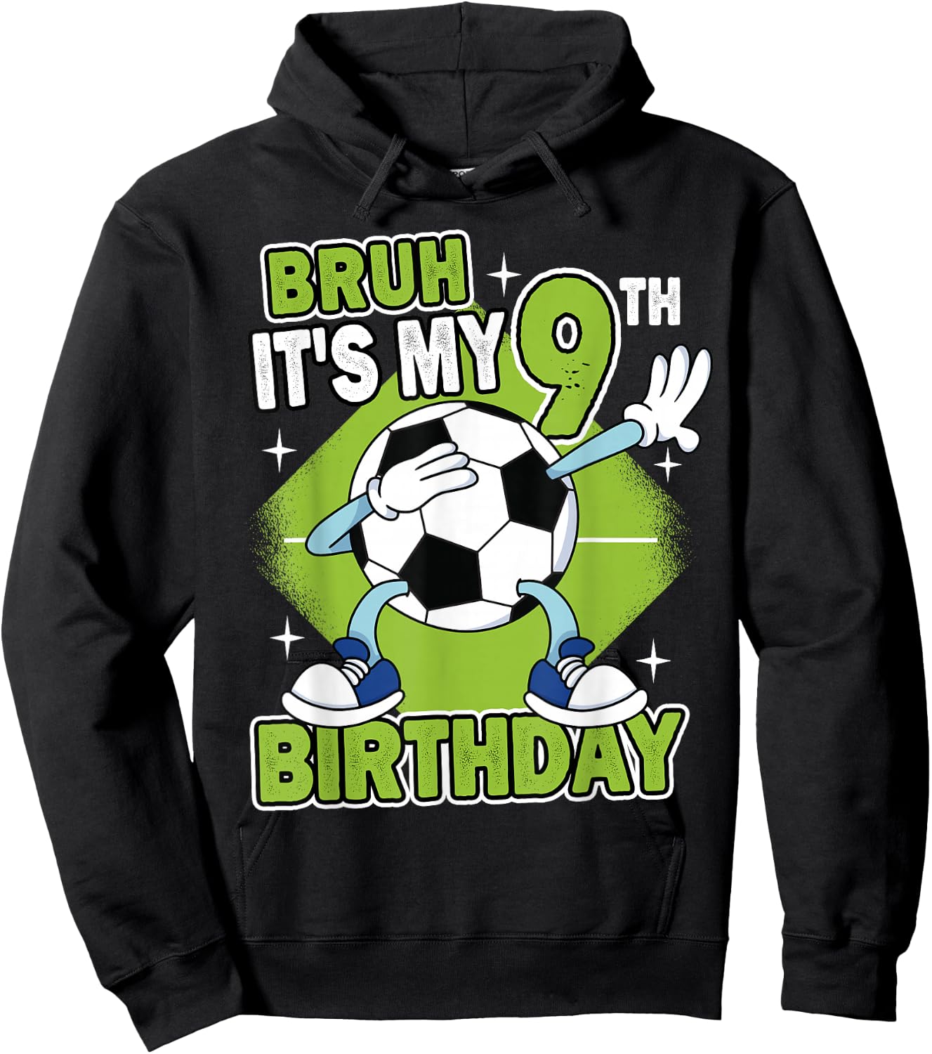 Bruh It's My 9th Birthday Soccer Player Boy 9 Years Old Kids Hoodie - Hoodie | Black