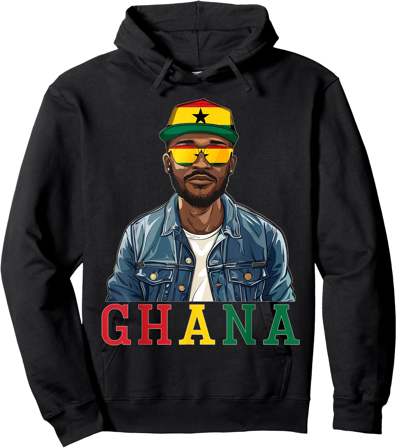 Ghana Flag Outfit for Man Souvenirs Coountry Ghanaian Hoodie - Hoodie | Black