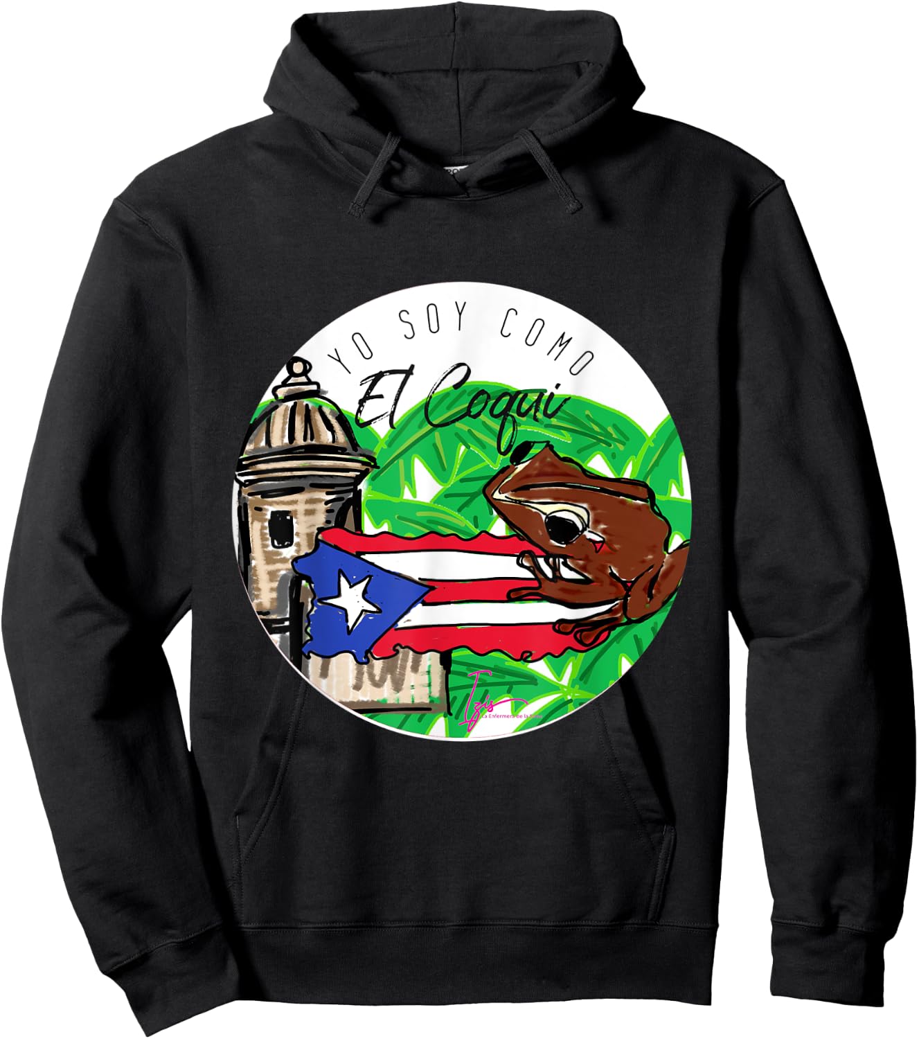 soy como el Coqui Boricua Puerto Rico Izis la Enfermera Hoodie - Hoodie | Black