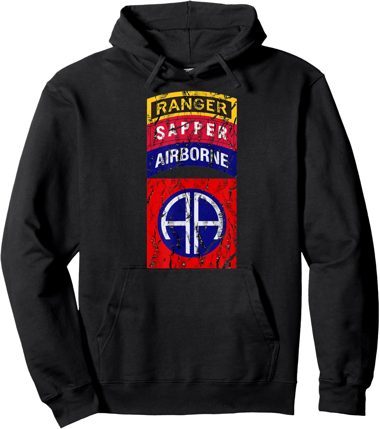82nd Airborne Division Ranger Sapper Tab Shirt - Distressed Hoodie - Hoodie | Black