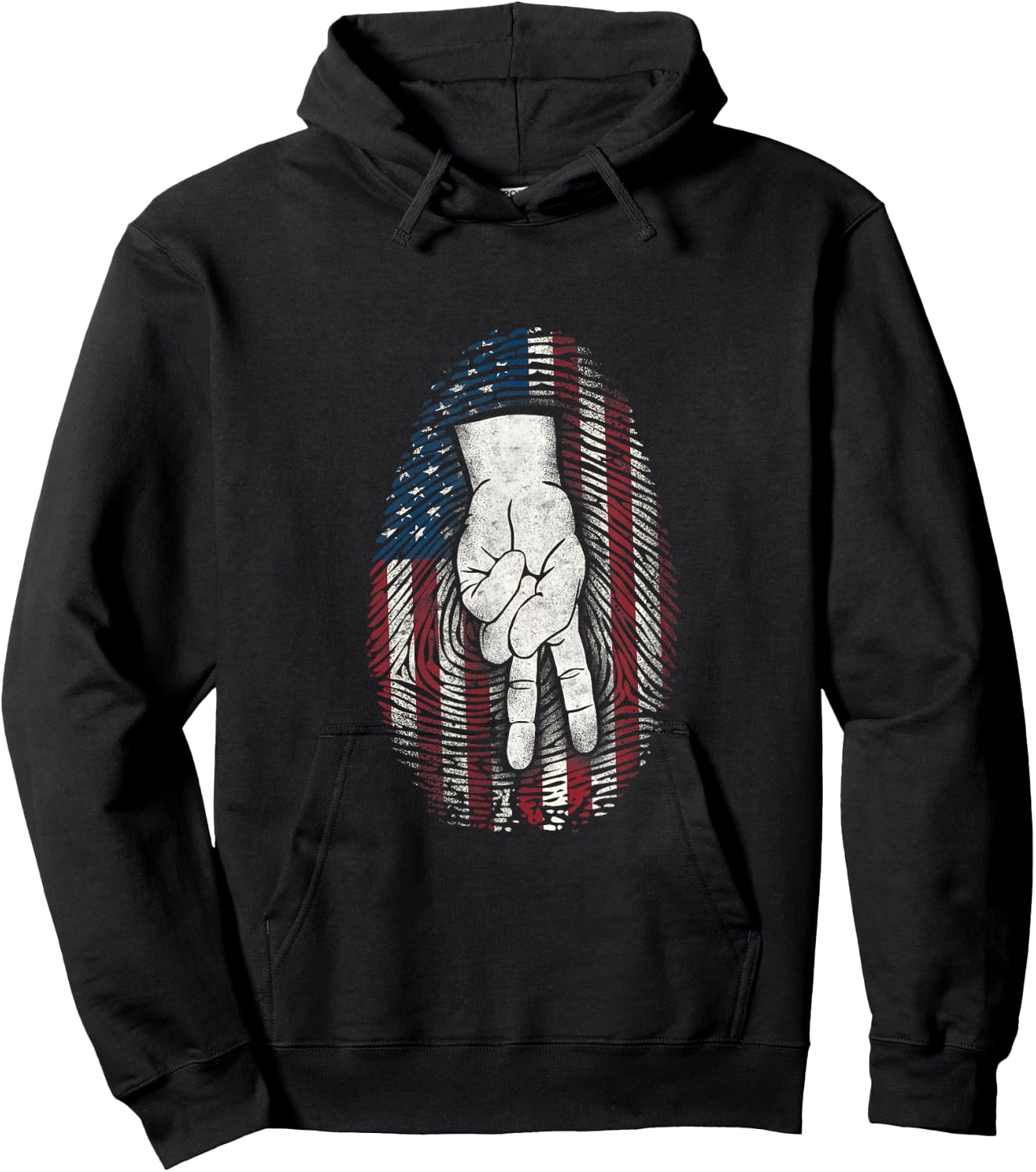 Patriotic Motorcycle Biker Flag Fingerprint Two Finger Wave Hoodie - Hoodie | Black