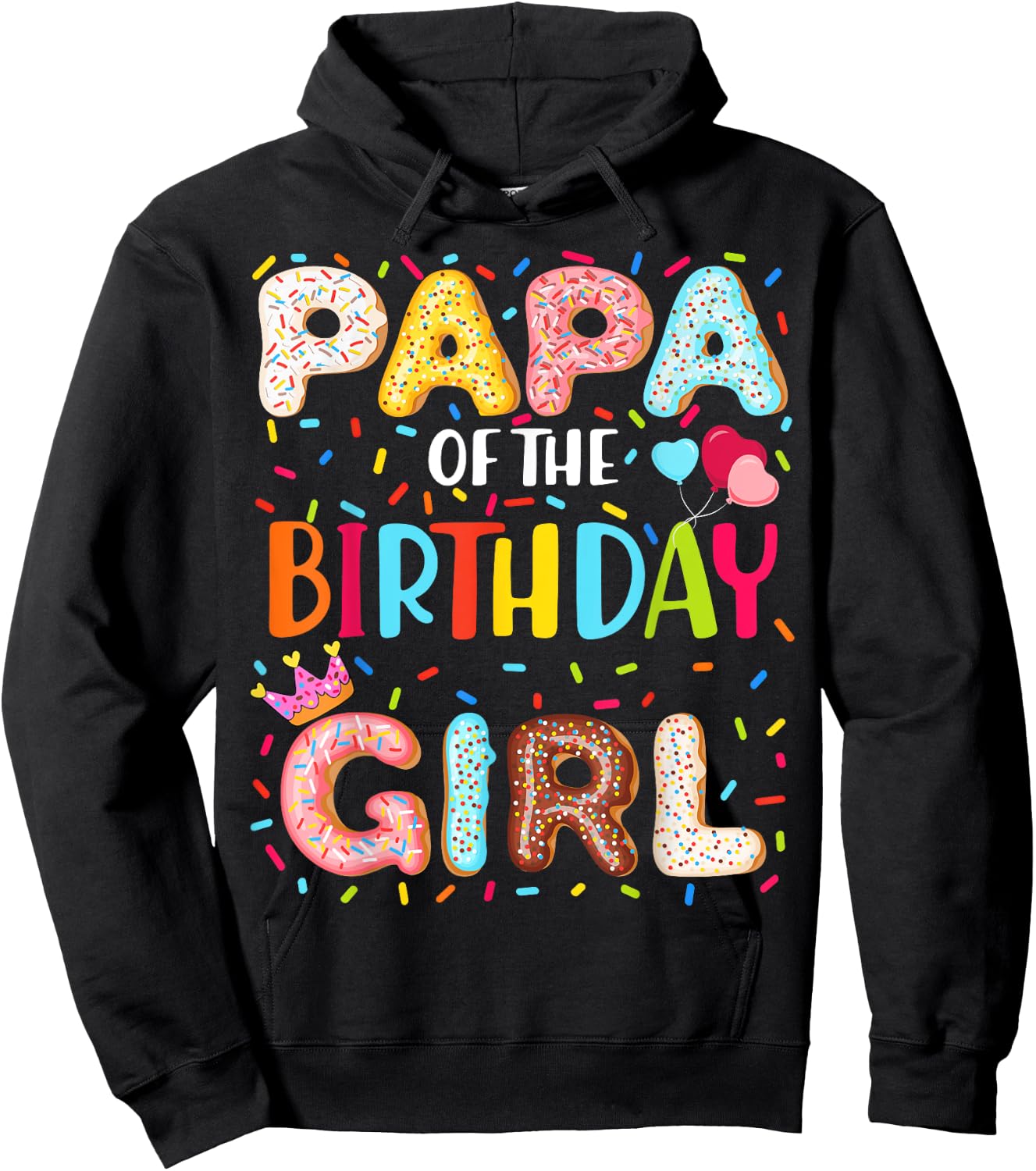Papa Of The Birthday Girl Donut Themed Party Decoration Hoodie - Hoodie | Black