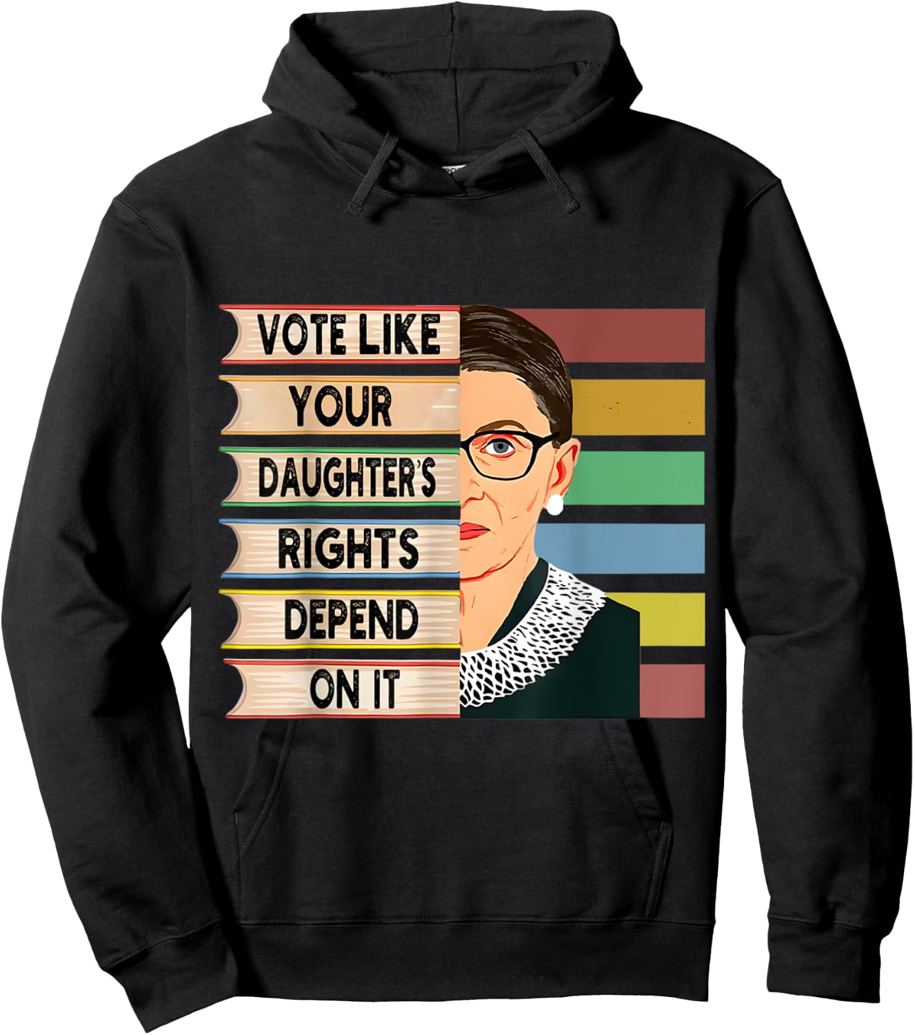 Feminist Ruth Bader Ginsburg RBG Quote Girl With Book Women Hoodie - Hoodie | Black