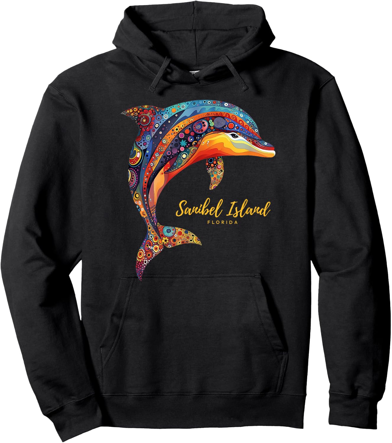Sanibel Island FL Florida Retro Beach Vacation Ocean Dolphin Women Hoodie - Hoodie | Black