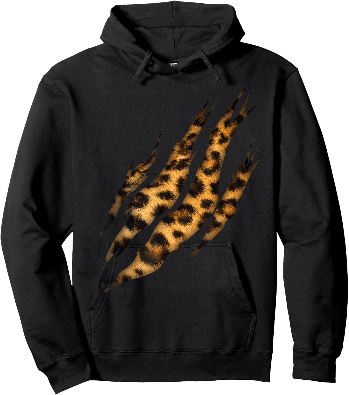 Leopard Skin Print Torn Claw Hoodie - Hoodie | Black