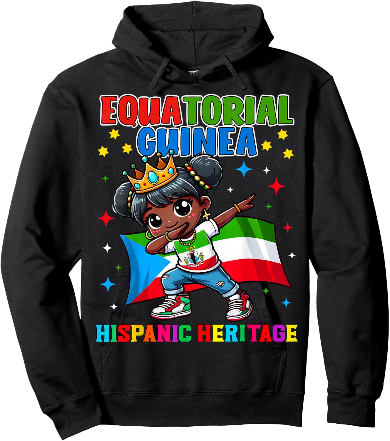 Equatorial Guinea Dabbing Girl Hispanic Heritage Celebration Hoodie - Hoodie | Black