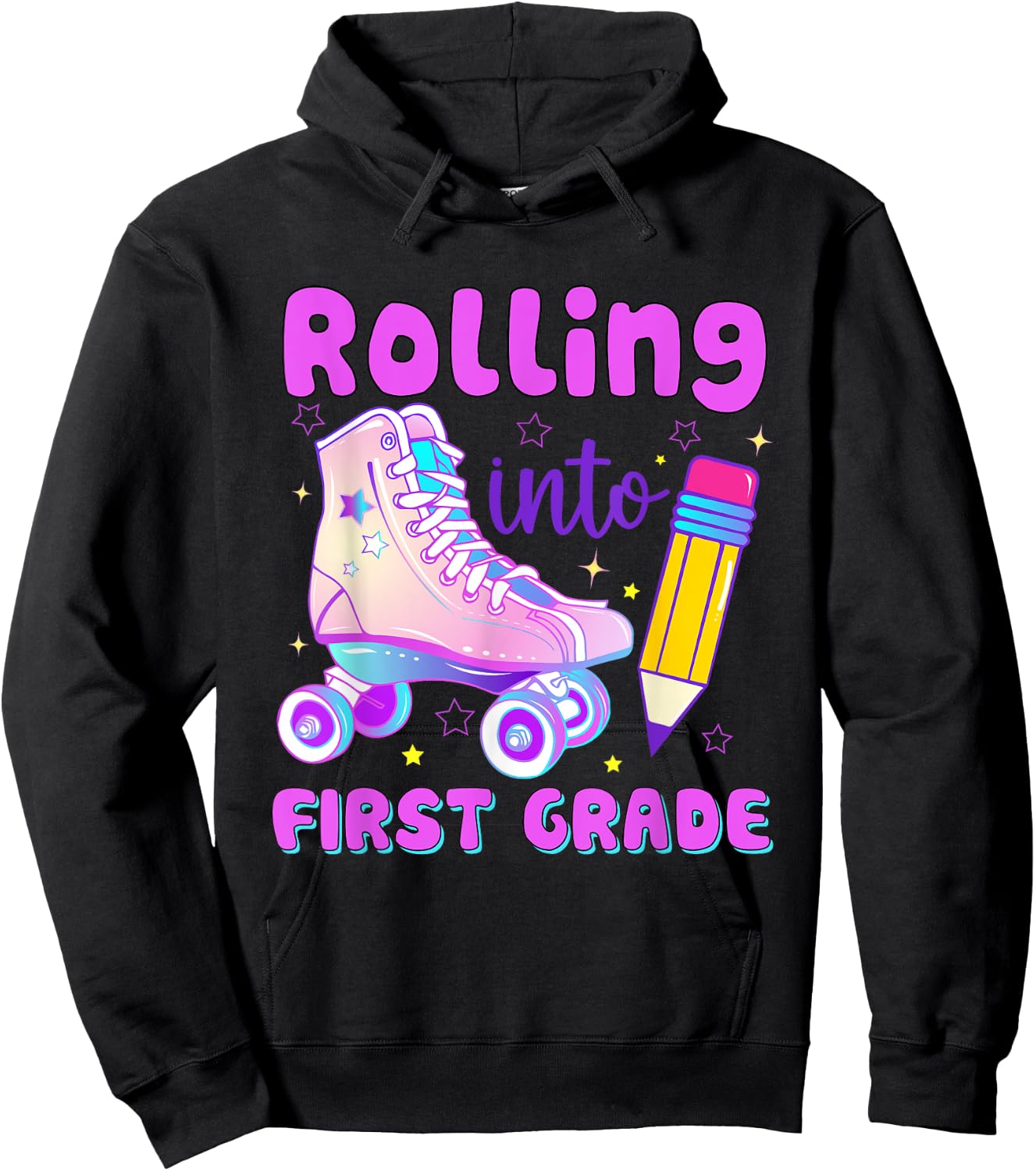 Rolling Into First Grade First Day of First Grade Hoodie - Hoodie | Black