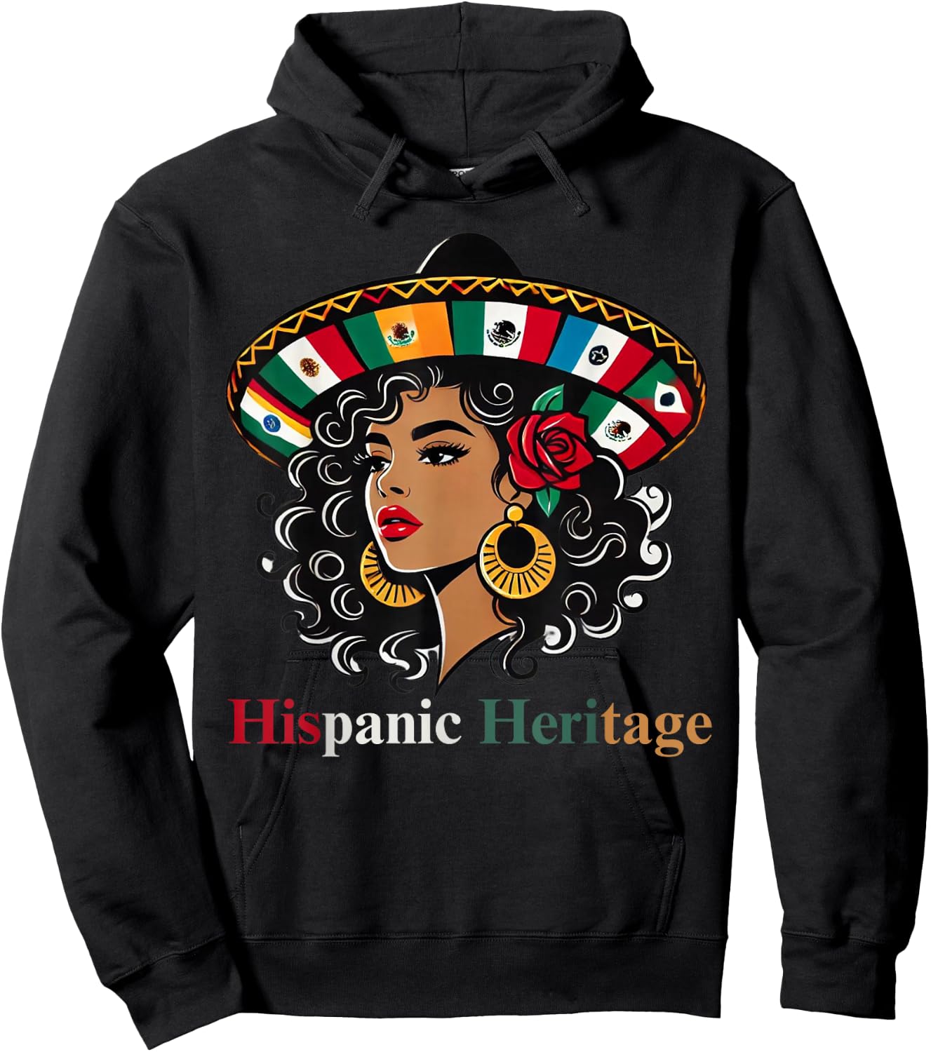 Hispanic Heritage Month Women's Latino All Countries Flags Hat Hoodie - Hoodie | Black