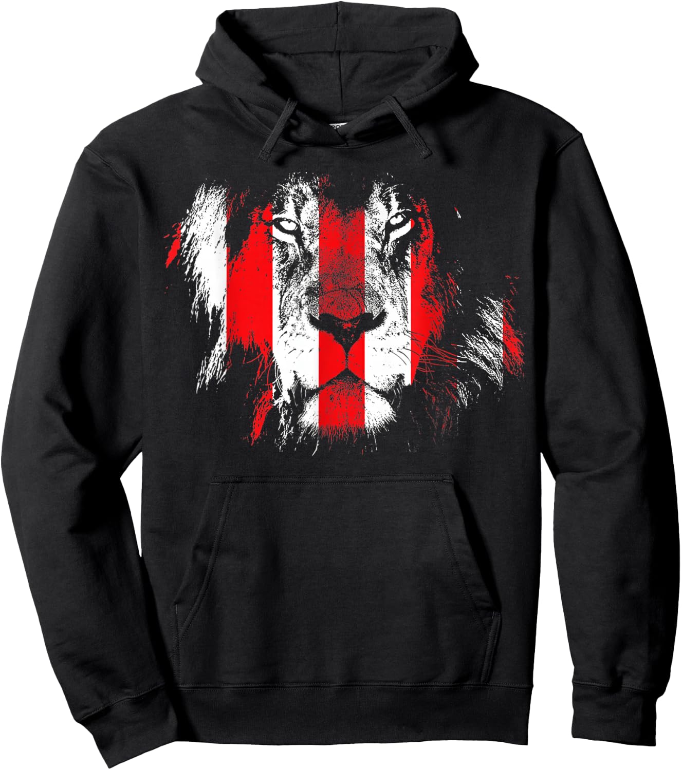 Red And White Lion Face Bilbao Hoodie - Hoodie | Black