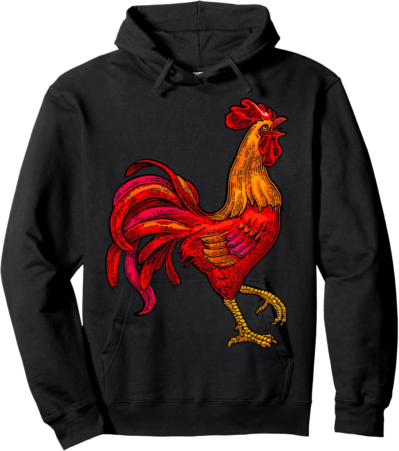 Red Rooster Vintage Retro Farmer Shirt Cock Bird Rooster Hoodie - Hoodie | Black
