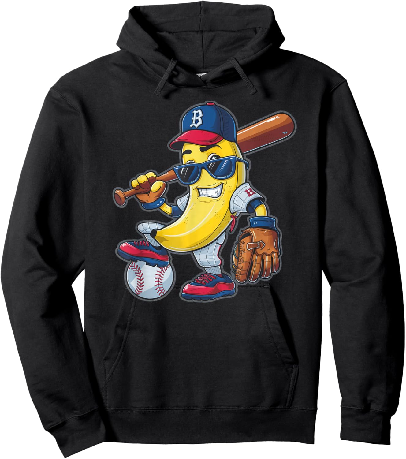 Funny Banana Playing Baseball Bananas Player Baseball Fruit Hoodie - Hoodie | Black