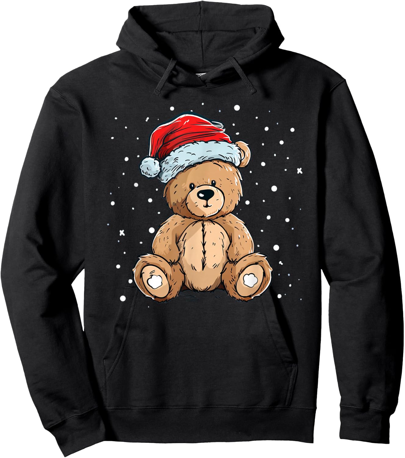 Pretty Cool Teddy with Santa Claus Hat for Bears and Xmas Hoodie - Hoodie | Black