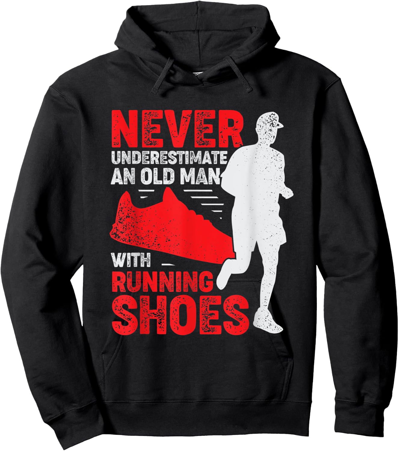 Never Underestimate An Old Man With Running Shoes Hoodie - Hoodie | Black