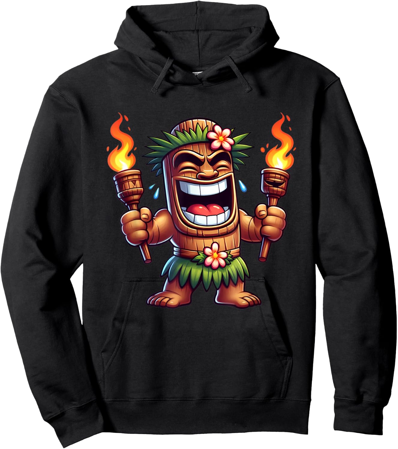 Tiki Shirt Man Hawaiian Summer Tropical Luau Party Kids Hoodie - Hoodie | Black