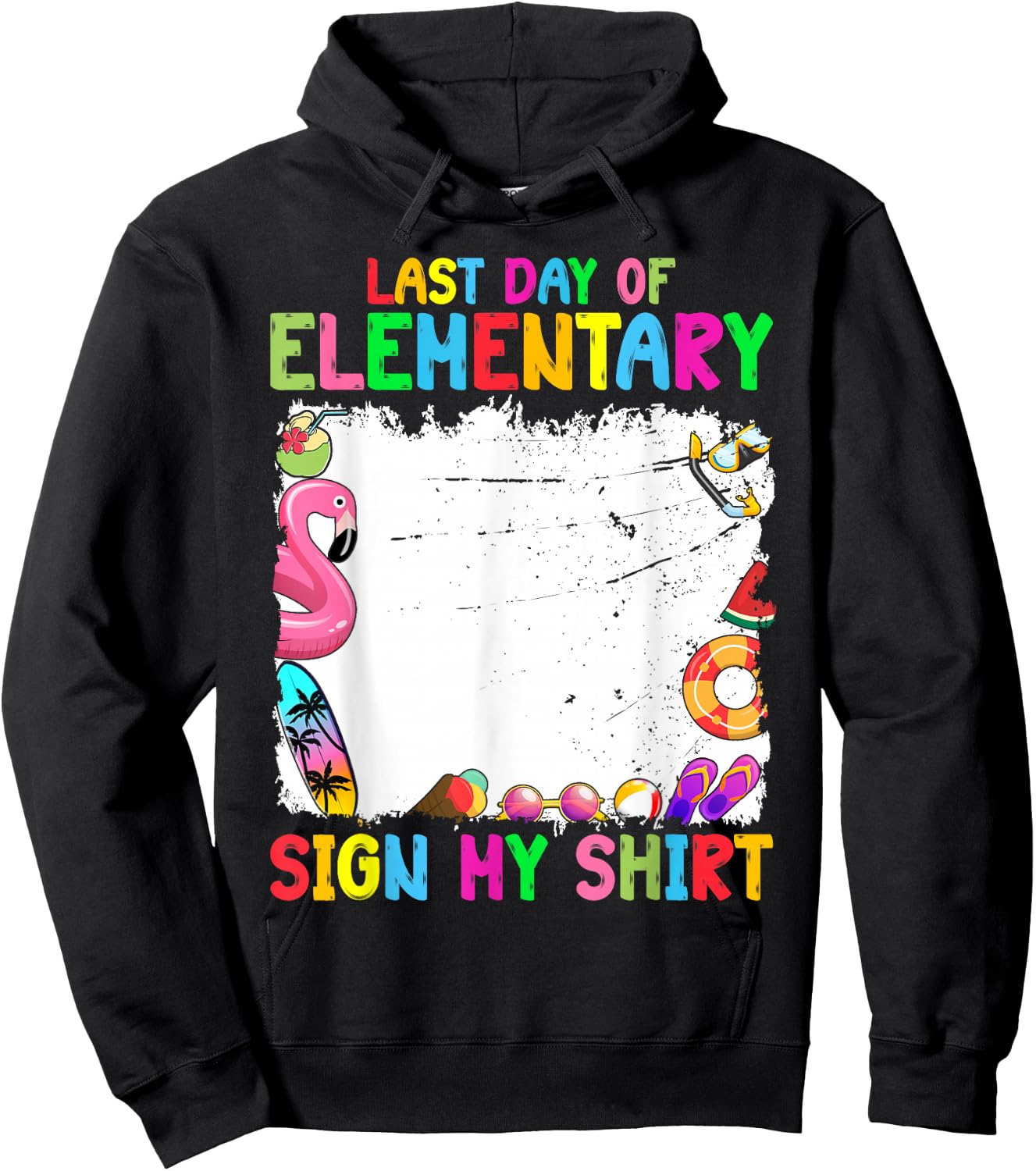 Last day of Elementary Sign My Funny Student Kids Boys Hoodie - Hoodie | Black