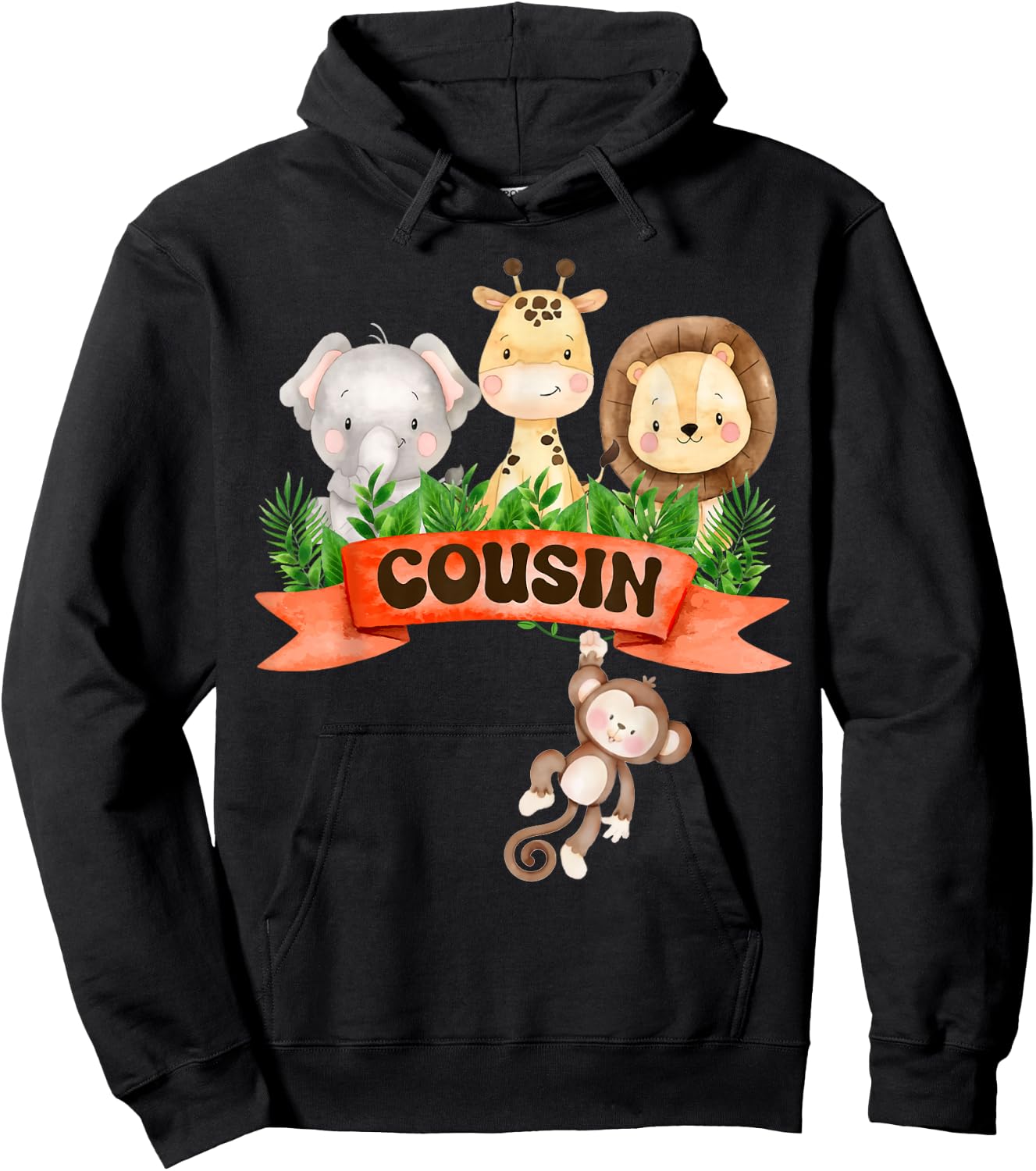 Cousin of the Wild One Zoo Birthday Safari Jungle Animal Hoodie - Hoodie | Black