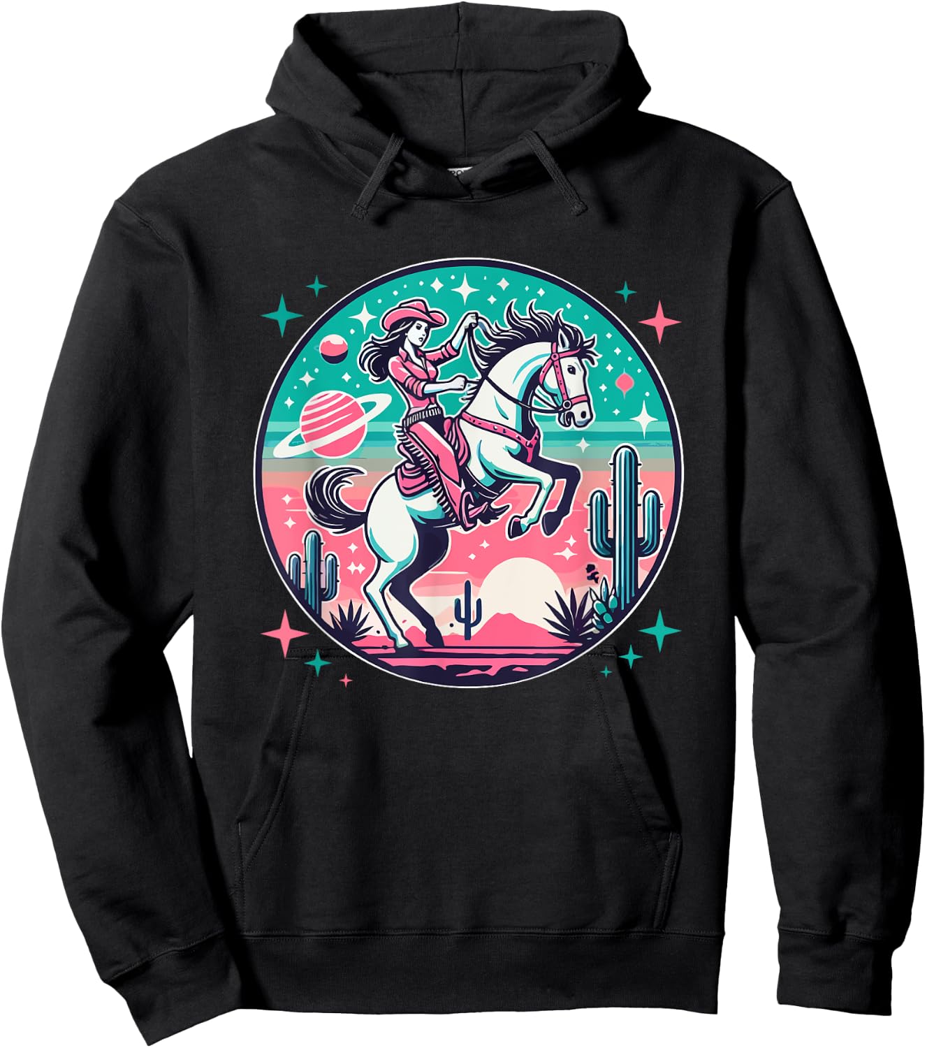 Space Cowgirl Outfit Cosmic Costume Galactic Western Riding Hoodie - Hoodie | Black