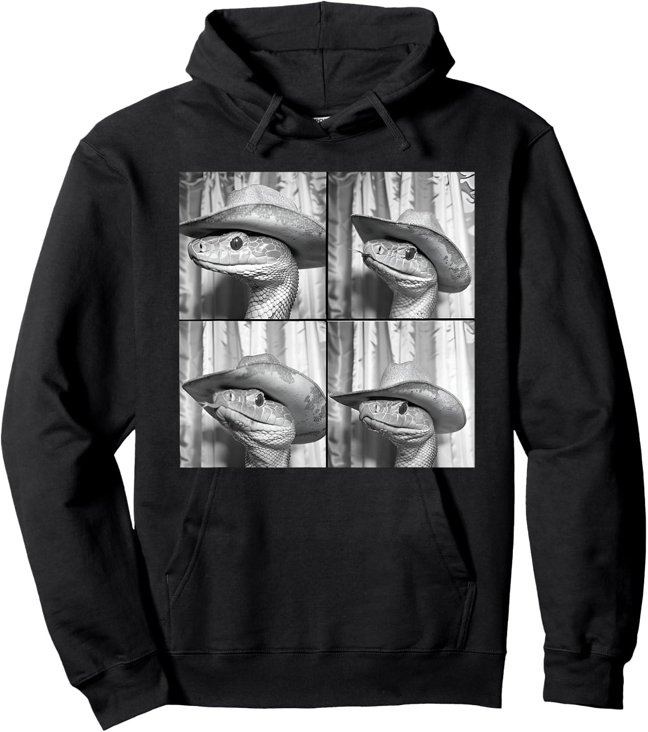Snake Wearing Cowboy Hat Funny Animal Photobooth Rattlesnake Hoodie - Hoodie | Black