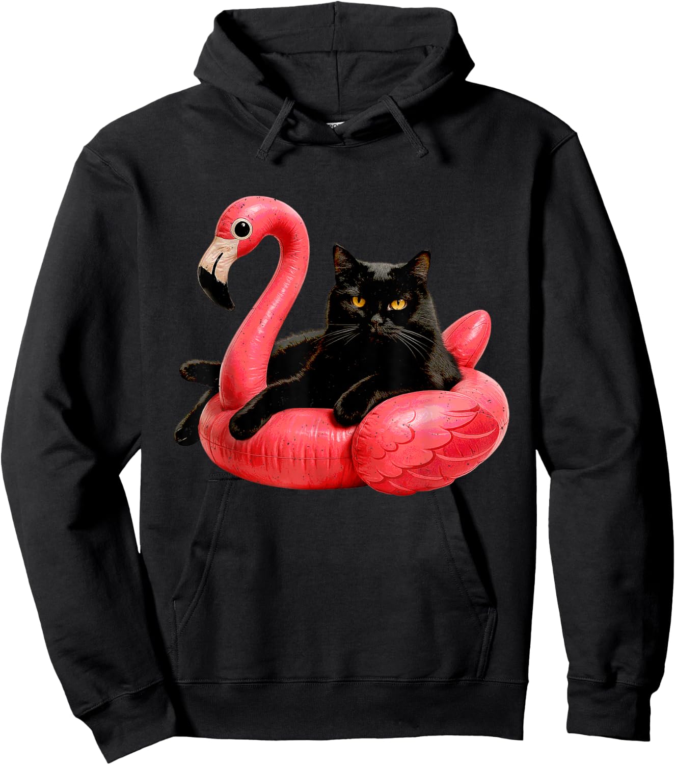 Black Cat Flamingo Kitten Lover Feline Pet Owner Kitty Hoodie - Hoodie | Black