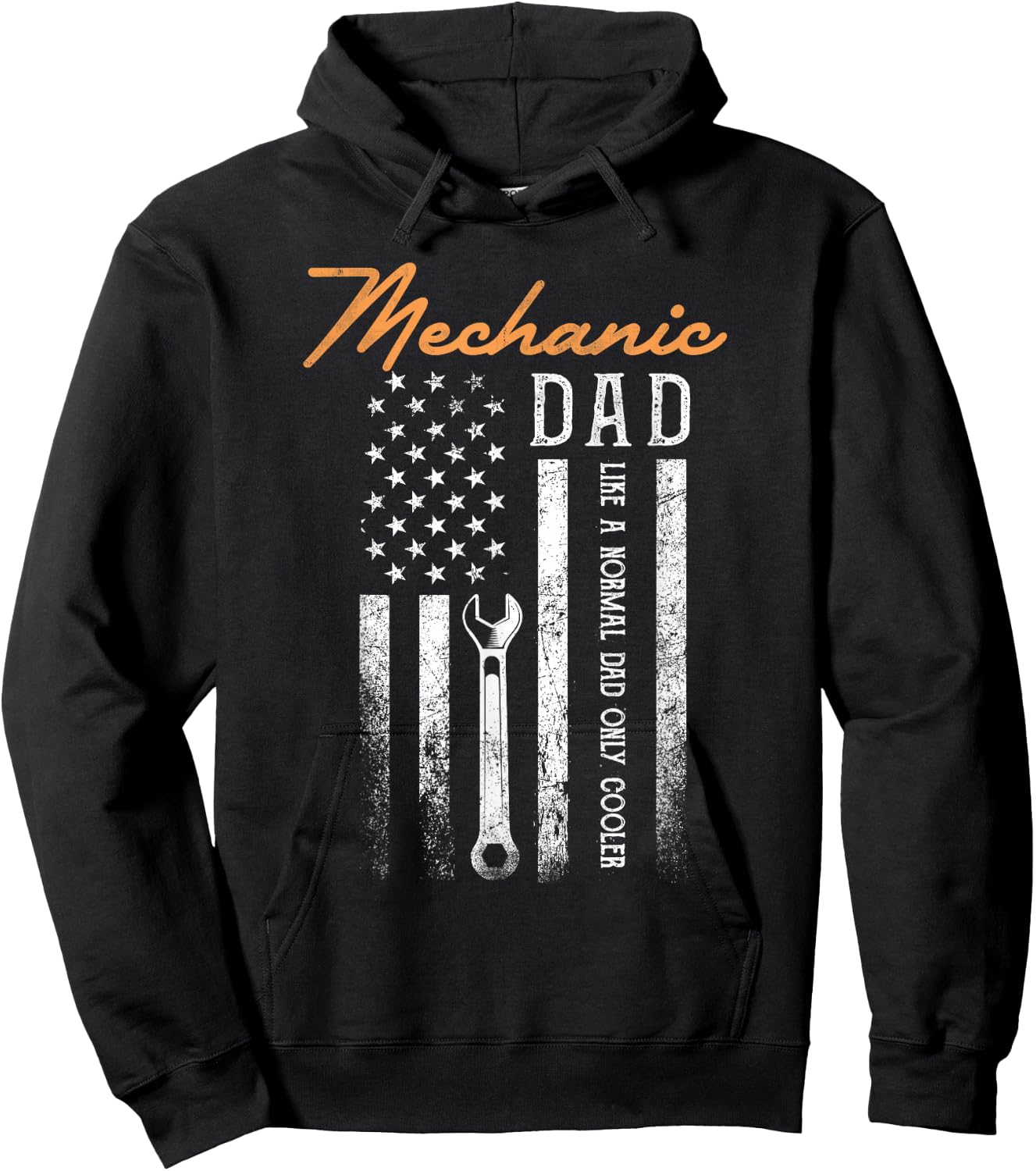 Mechanic Dad Like A Normal Dad Only Cooler USA Flag Hoodie - Hoodie | Black
