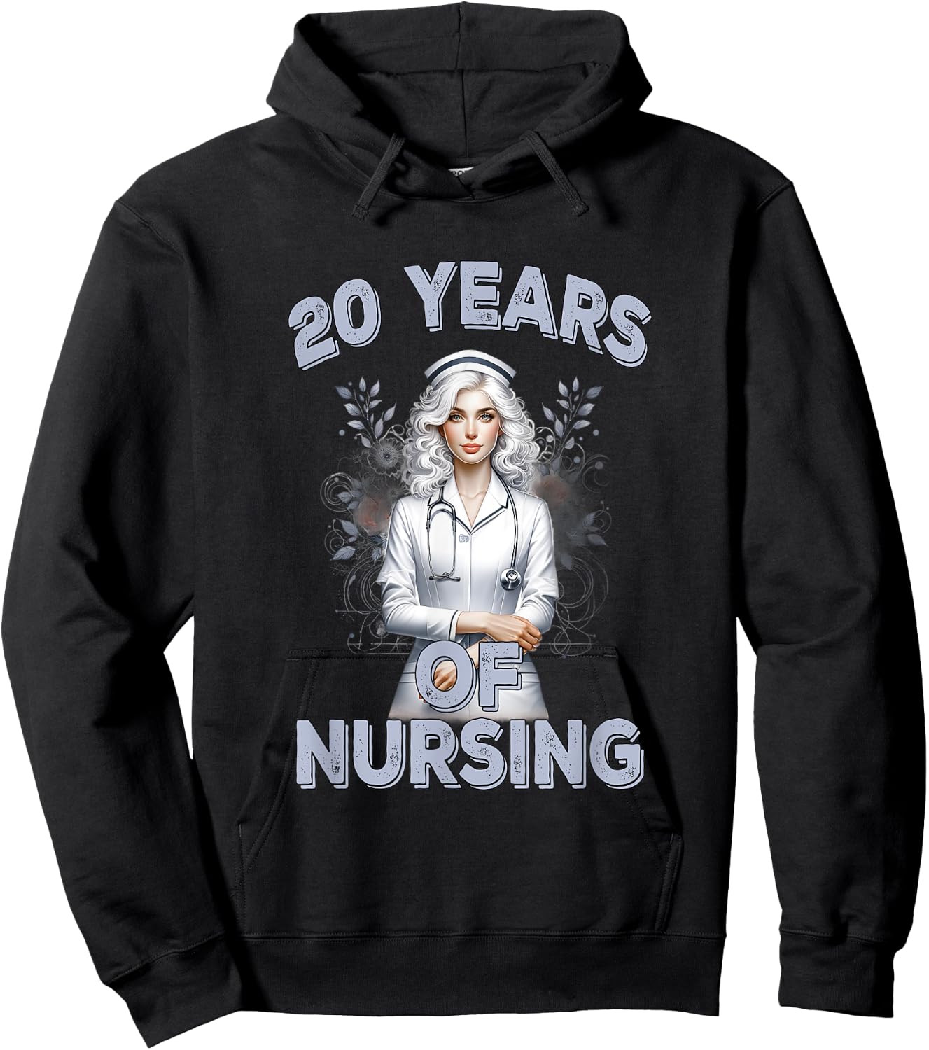 20 Years of Nursing Anniversary Celebration Nurse Scrubs Hoodie - Hoodie | Black
